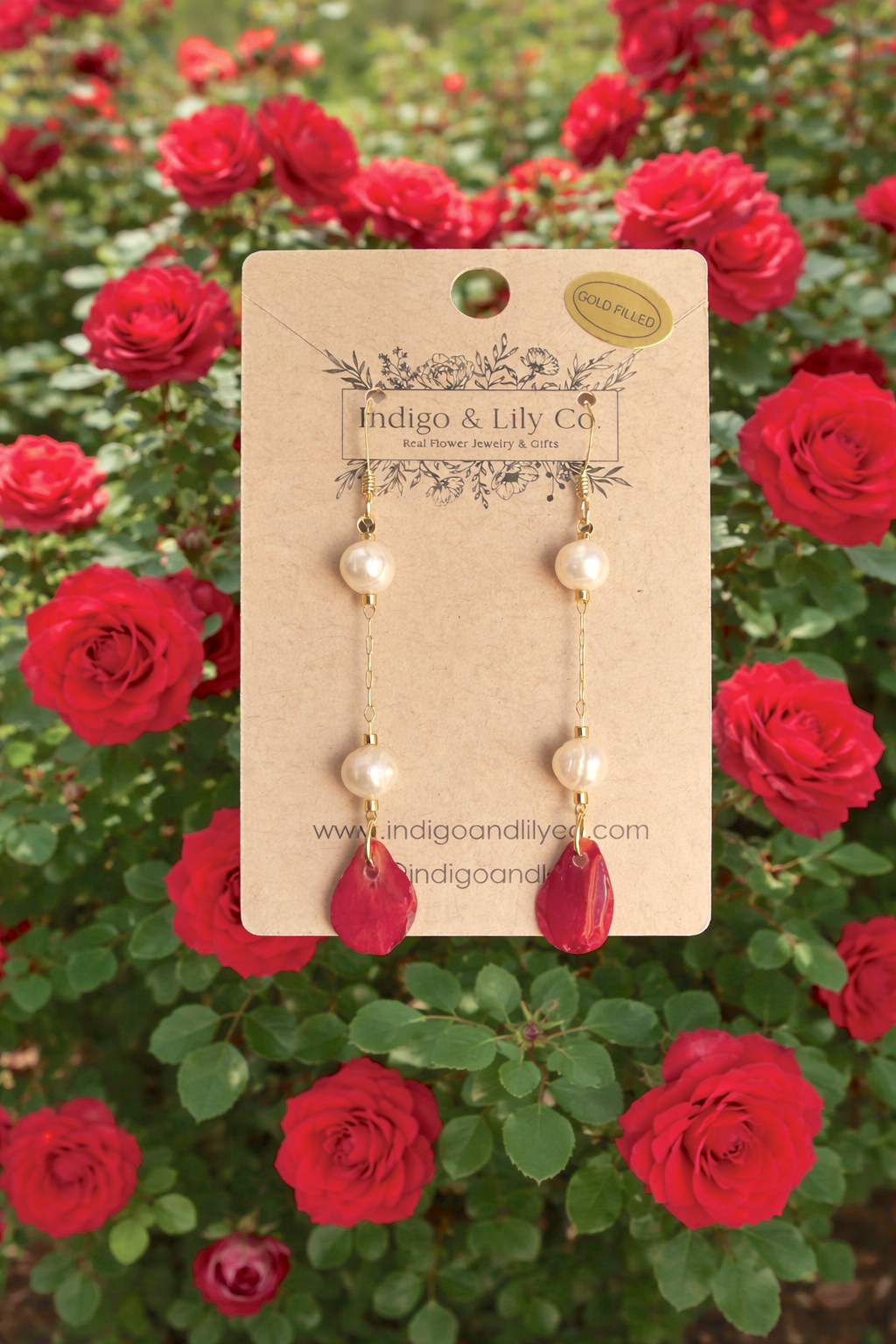Rose Petal & Pearl Earrings