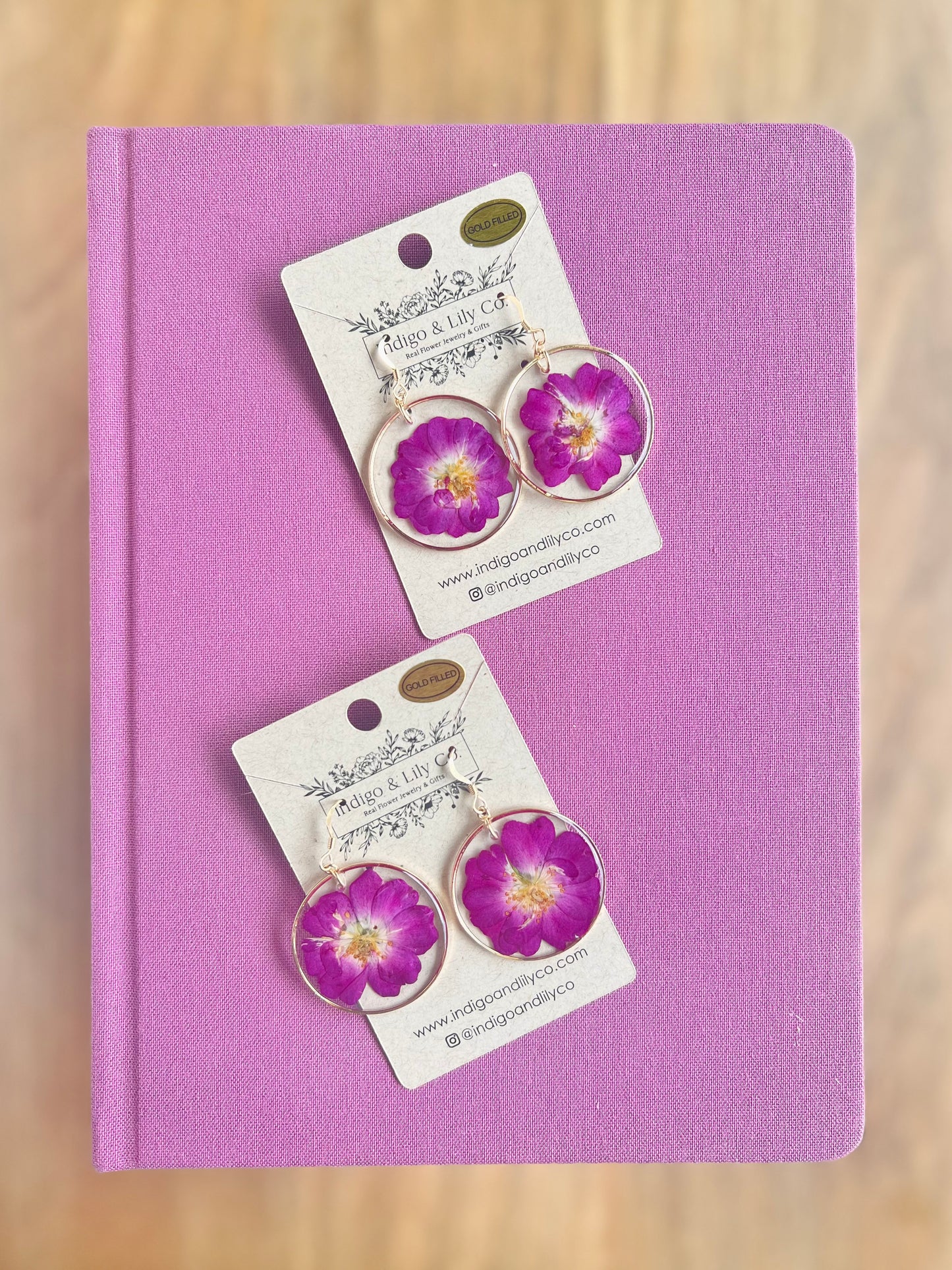 Purple Rose Earrings