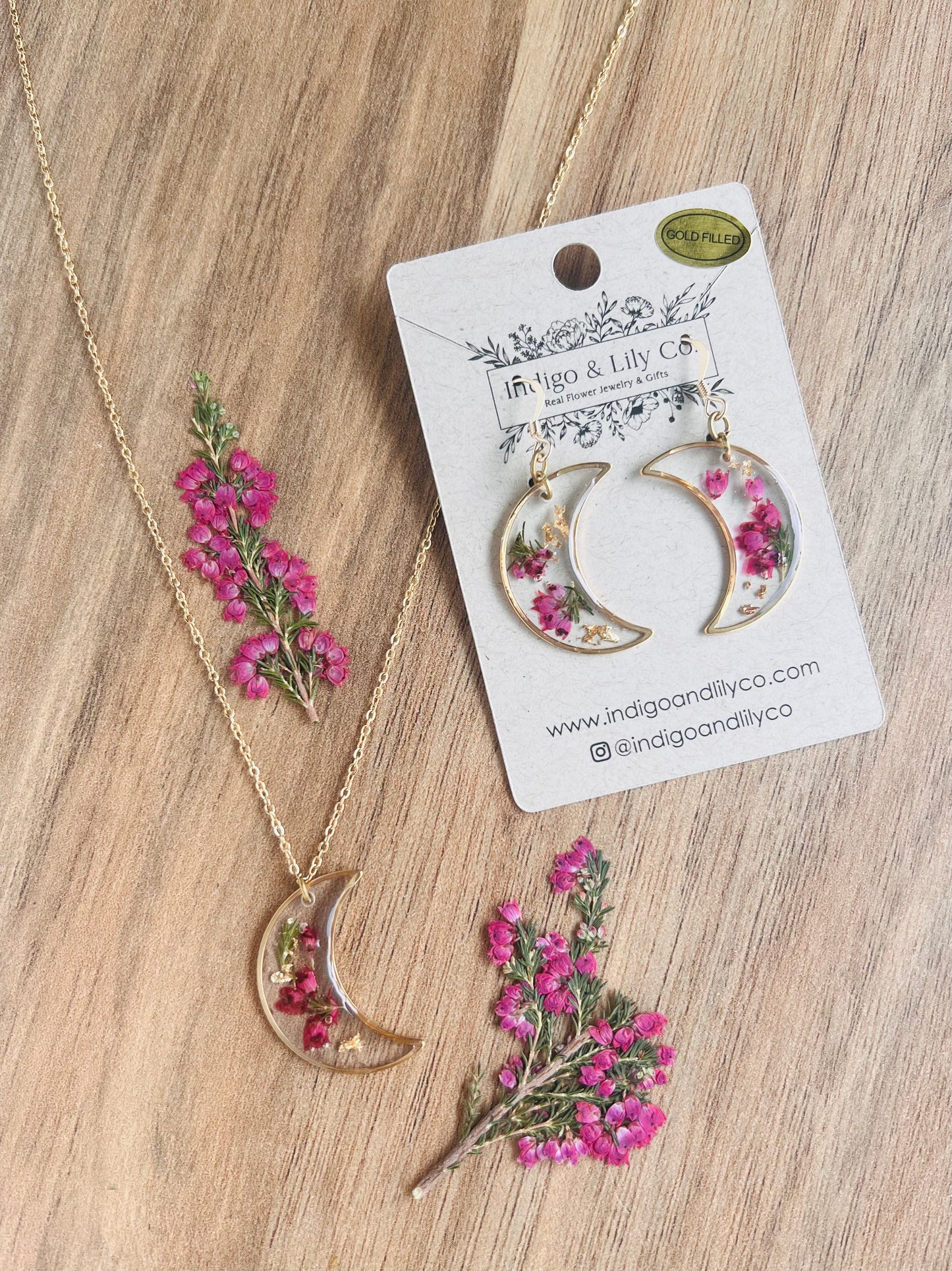 Heather Moon Necklace & Earrings