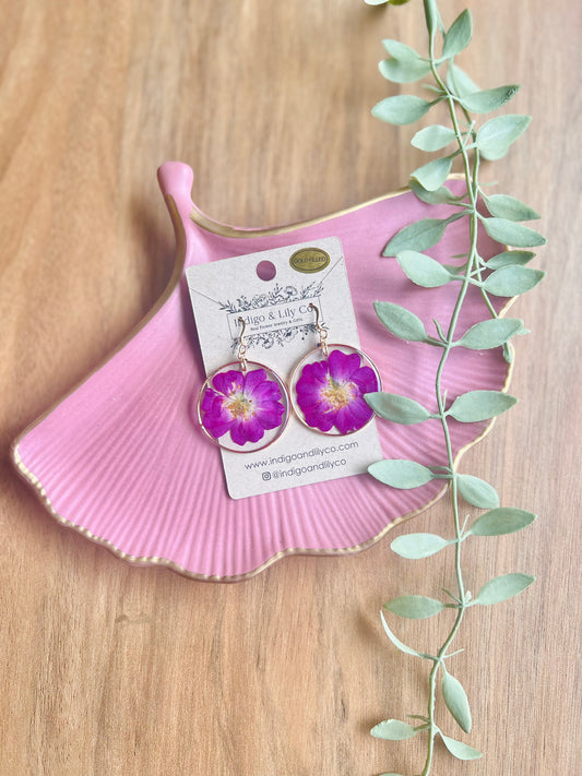 Purple Rose Earrings