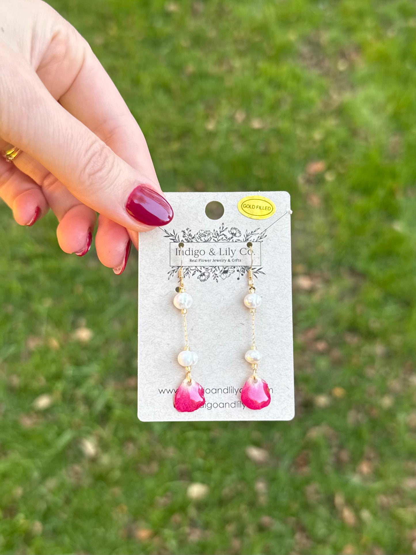 Rose Petal & Pearl Earrings