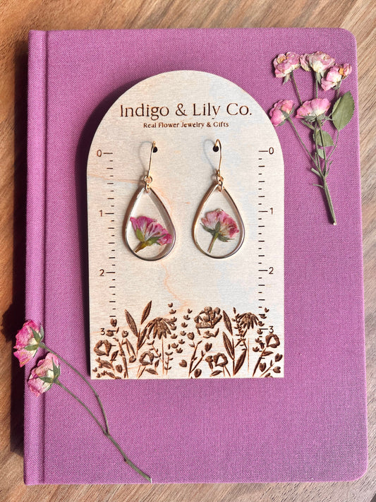 Fuchsia Rose Bud Earrings