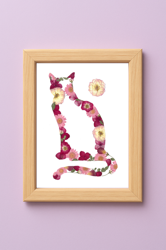 Cat - Floral Art Print