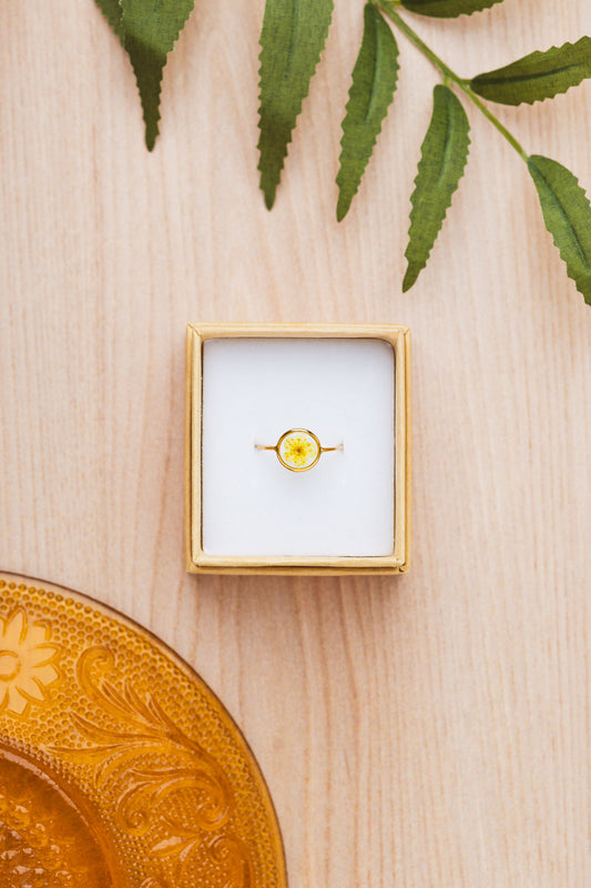 Yellow Spirea Ring - 14k Gold fill