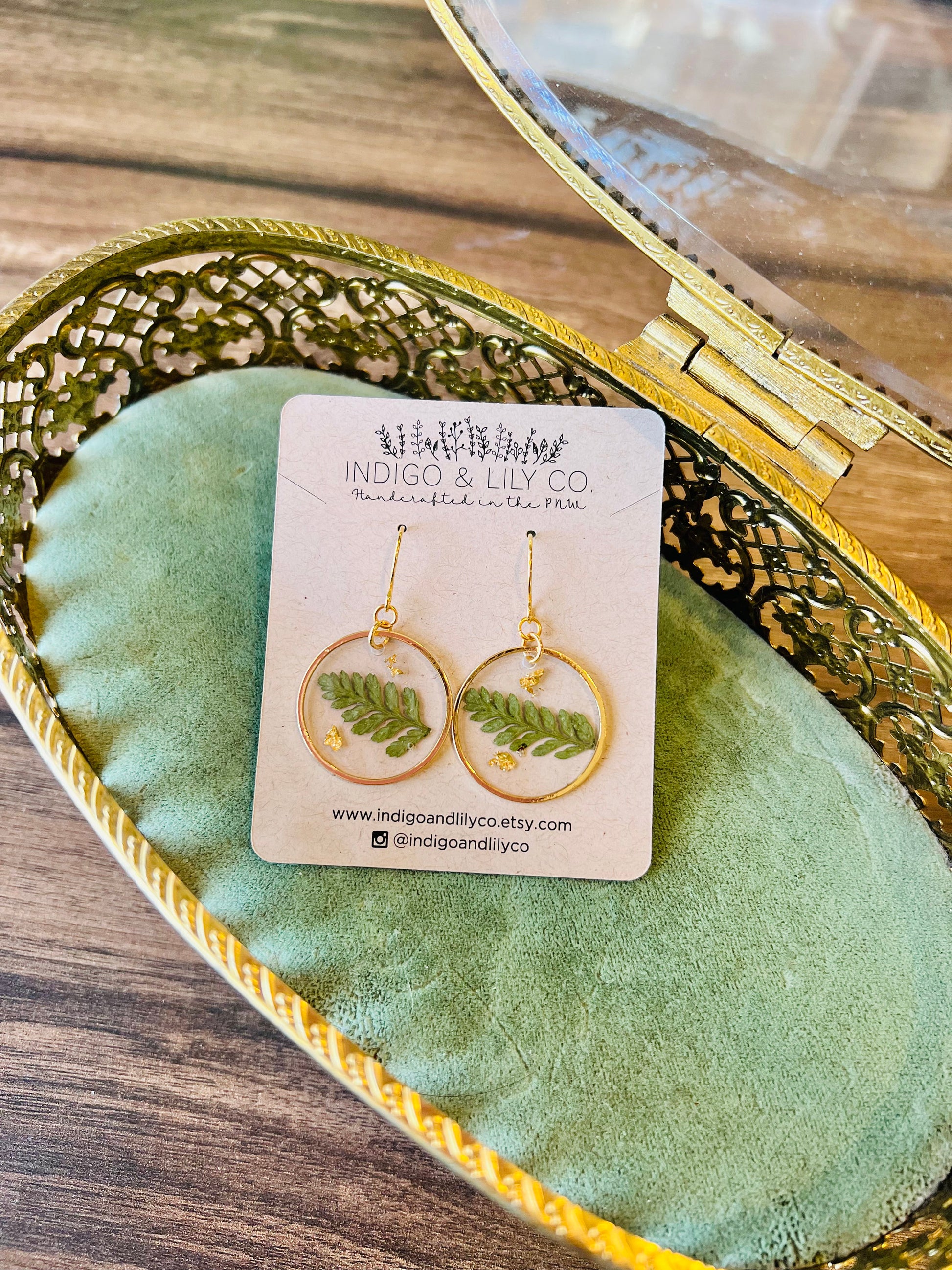 Real Fern Earrings, Botanical Jewelry, Plant Lover Gift, Boho, Pressed, Fern, Mother, Daughter, Sister, Girlfriend, Gift for her, Gold