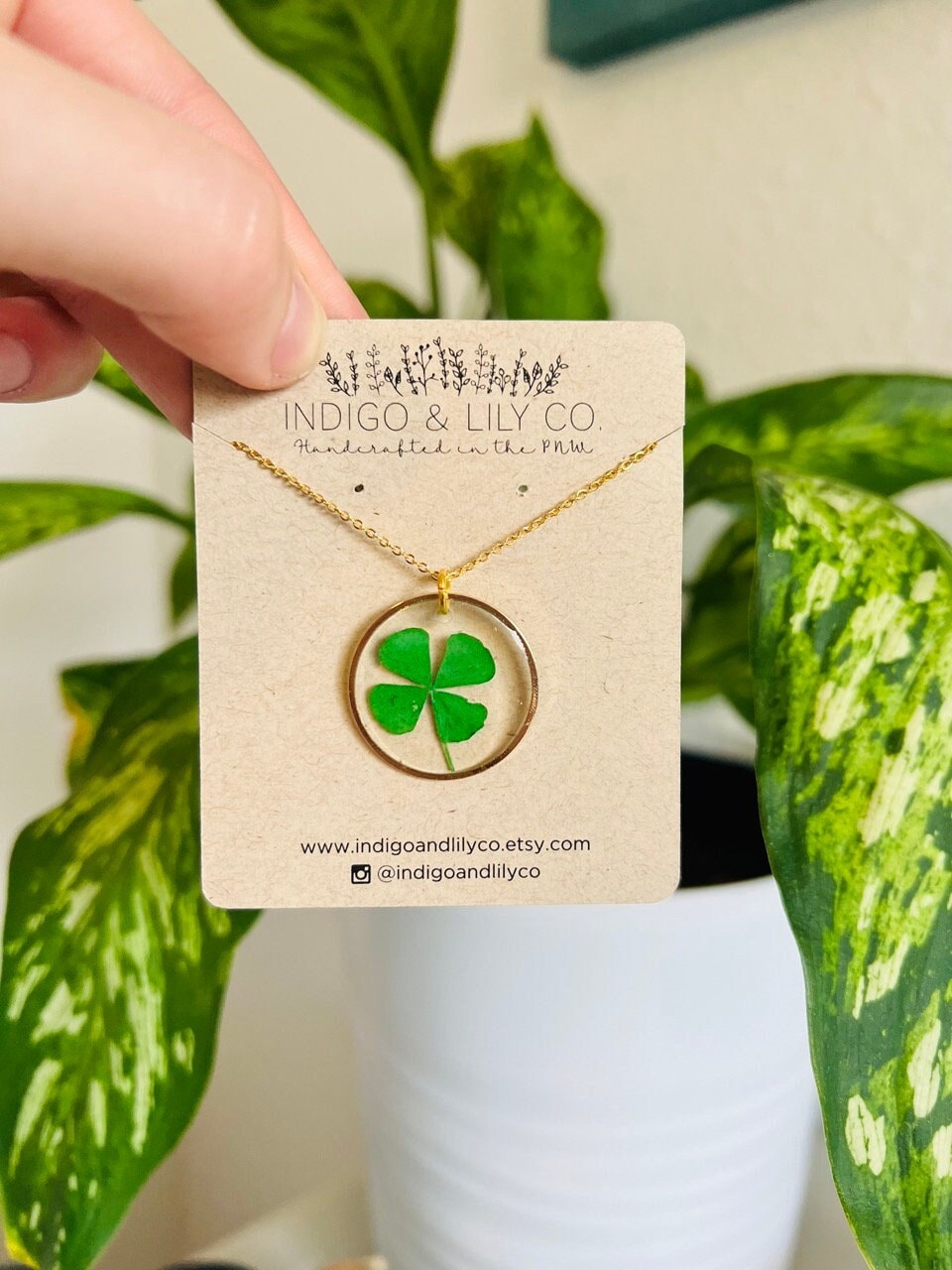 Real Clover Necklace, Shamrock, 4 Leaf Clover, Real Shamrock, Real Clover, St Patricks Day, Paddy's, Spring, March, Necklace, Jewelry